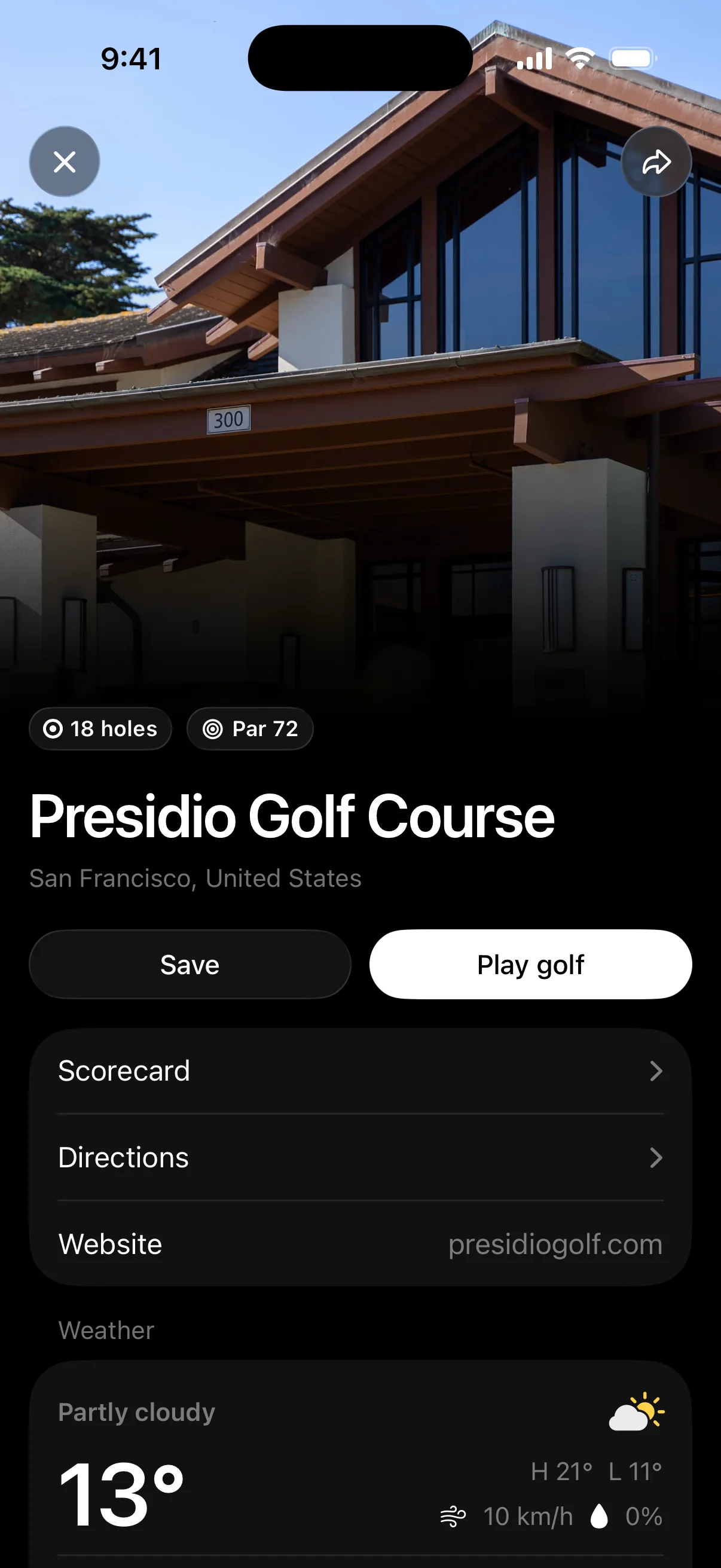 A course, with the weather on it