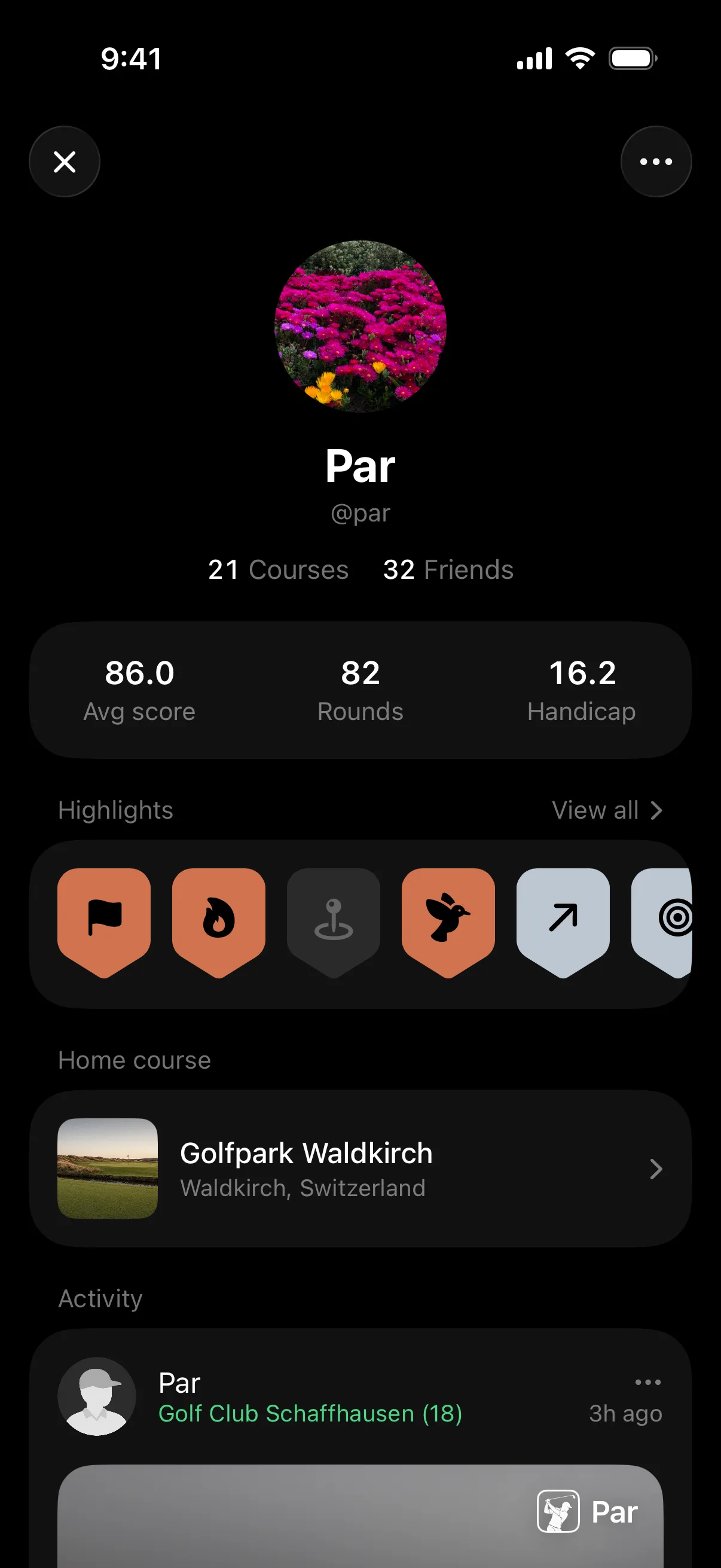 A golfer's profile
